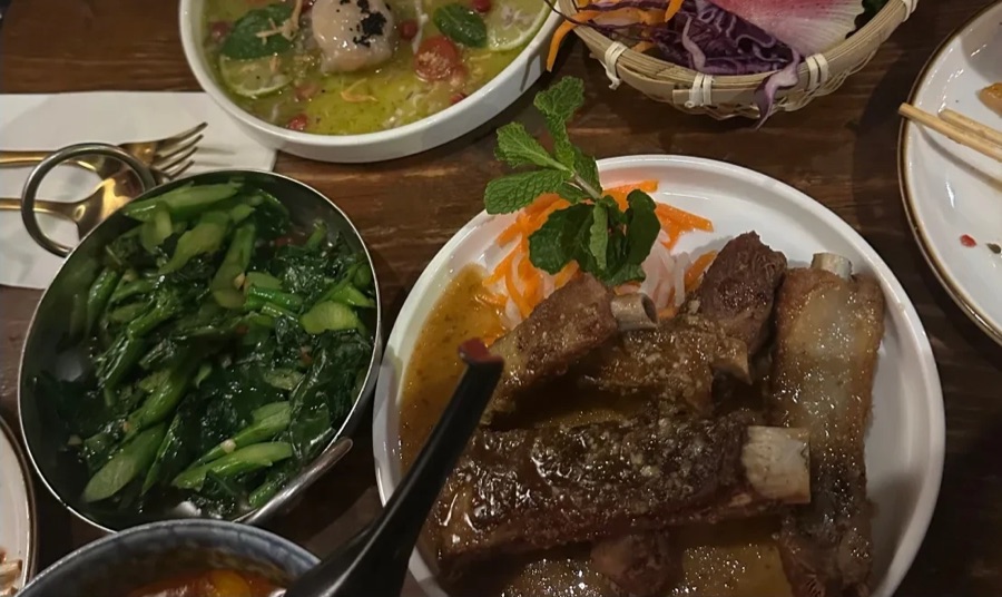A table of Thai and Vietnamese dishes at OBAO